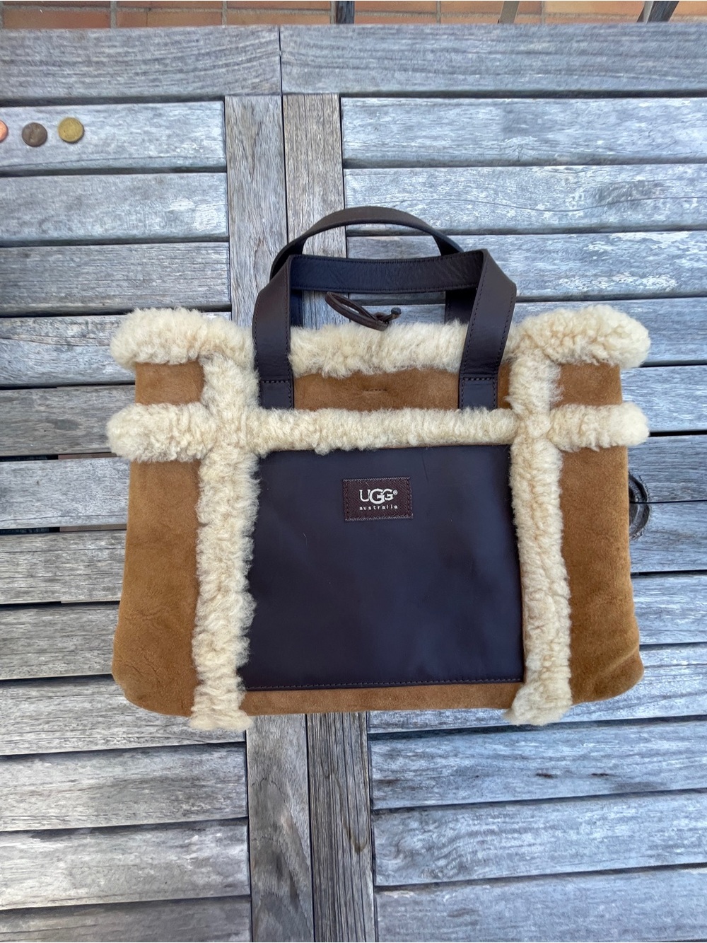 UGG Women’s Brown Leather & Shearling Handbag